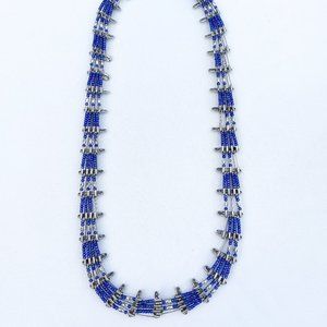 Gorgeous Vintage Style Handmade Beaded Safety Pin Statement Necklace